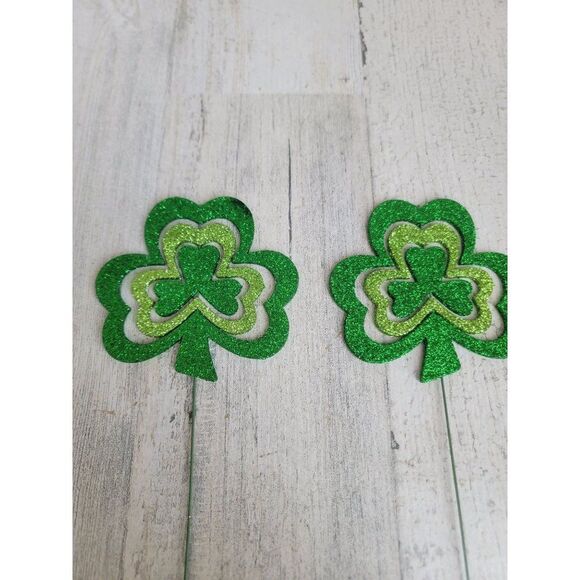Glitter green Shamrock Clover St Patrick's Day pic Decor home - Picture 3 of 5
